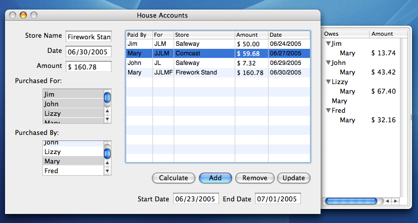 House Accounts Screenshot